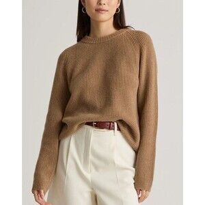 QUINCE  Women’s Mongolian Cashmere Fisherman Crewneck Sweater Size M brown